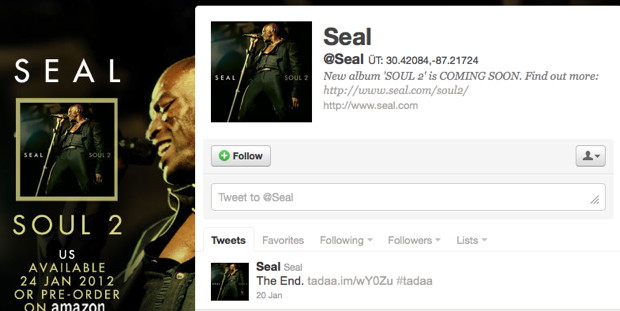 Seal twittert The End